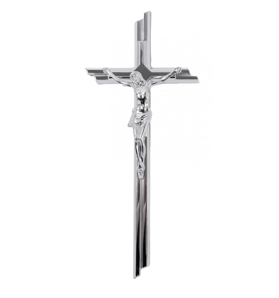 Krzyż mosiężny MAX chromowany z pasyjką 50cm