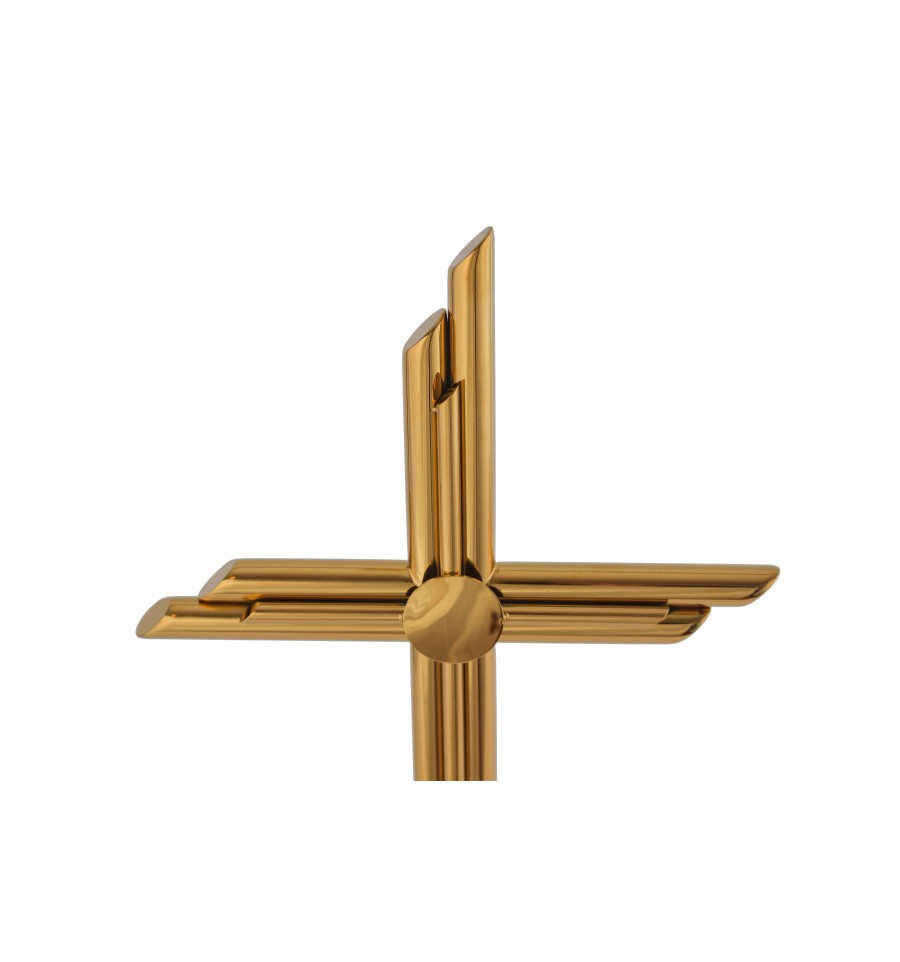 Krzyż KP7 złoty ze stali nierdzewnej z trzech rurek